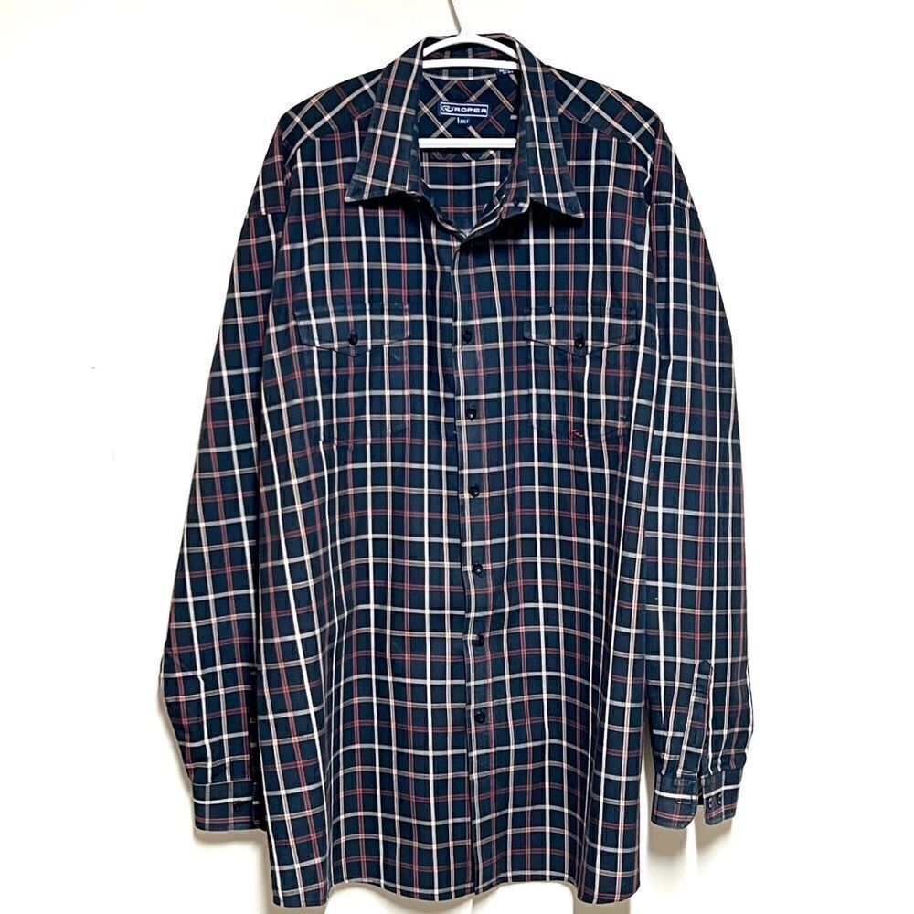 ROPER Mens Black plaid Western Shirt Sz 2XL Tall